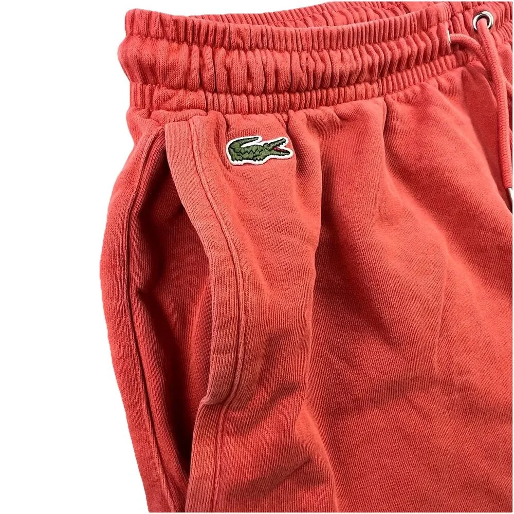 Lacoste Logo Sweat Shorts Mens M Orange Big Croc French Terry Athletic Pockets - Picture 4 of 14
